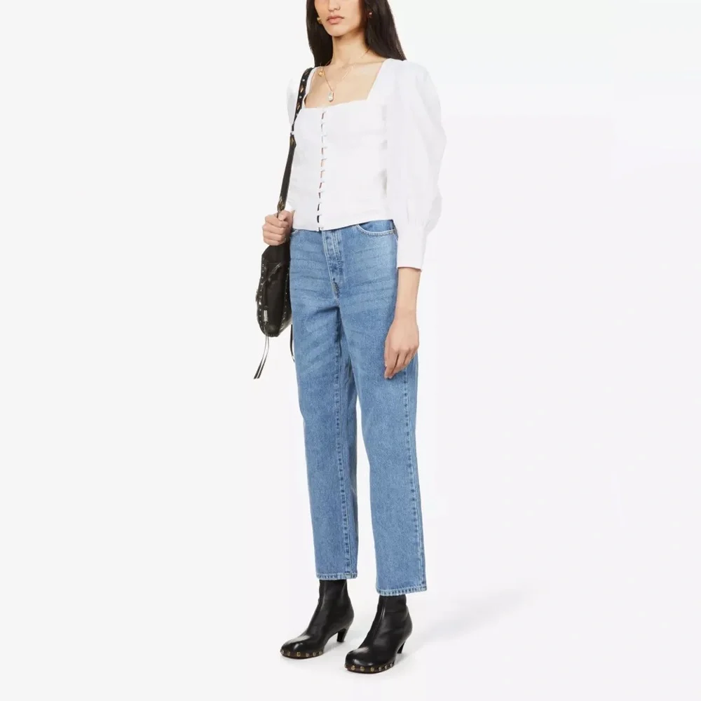 Reformation White Puff Sleeve Top